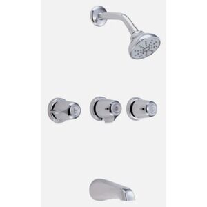 GERBER, G074803083, CLASSICS THREE METAL FLUTED HANDLE TUB AND SHOWER FAUCET